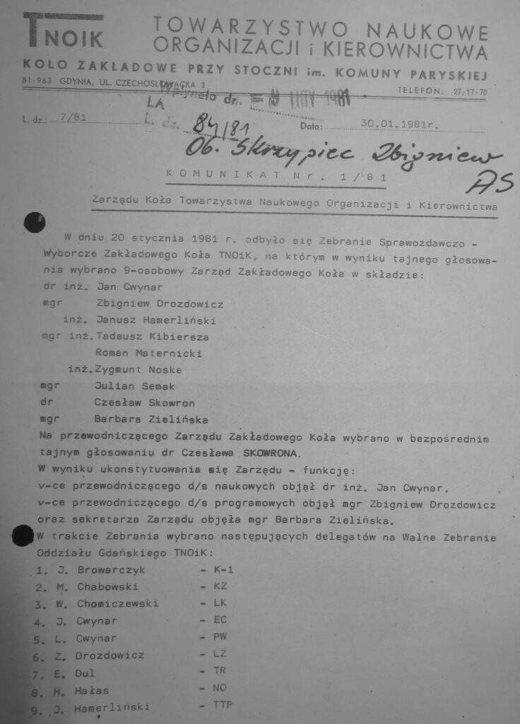 Komunikat nr 1-81 ZK TNOiK. - Klub Mistrza