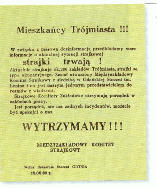 Wolna Drukarnia Stoczni Gdynia - Ulotka do mieszkańców Trójmiasta