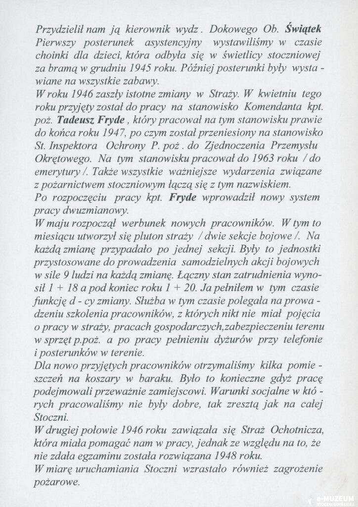 Zakładowa Straż Pożarna - Ze wspomnień st. ogn. Alfonsa Potulskiego