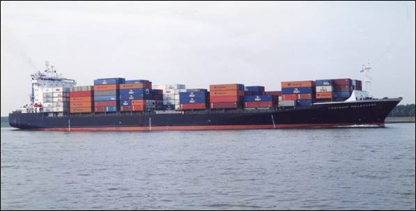 m/v "Contship Melbourne" na Mozie pod Rotterdamem / listopad 1996r.