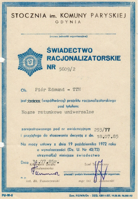 Ciekawostki Stoczniowe - nosze ratunkowe.